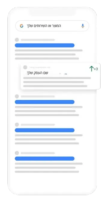 מסך פלאפון שמראה חיפוש של עסק בגוגל